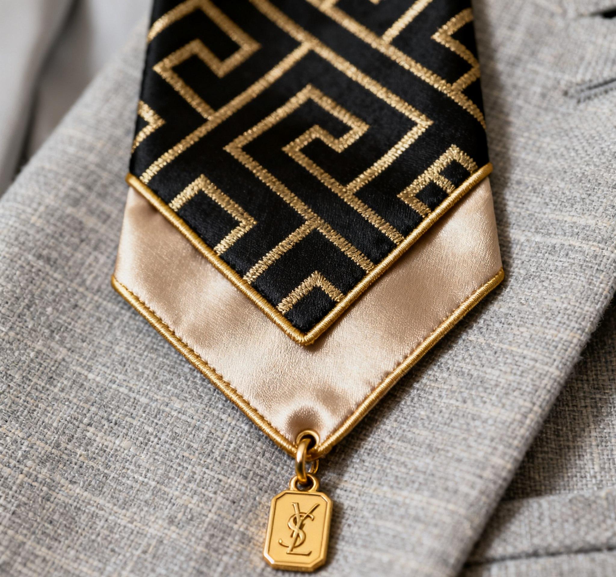 Luxury label tag on high-end fashion garment